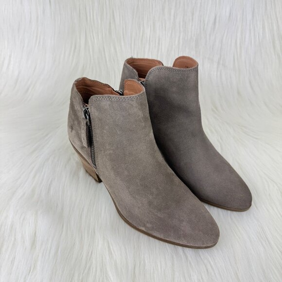 FRYE Judith Suede Ankle Double Zip Western Ankle Boot Bootie Sz Shoes 6.5 Taupe - Picture 2 of 10